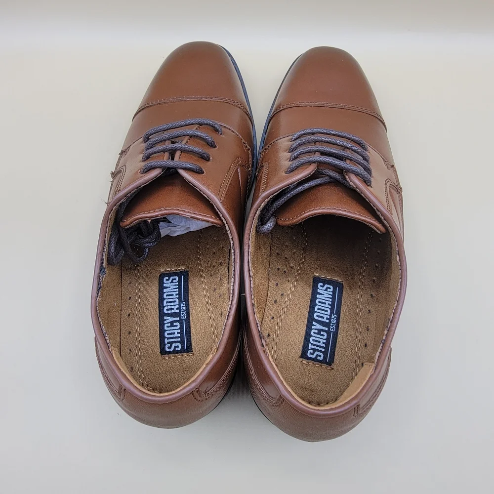 Stacy Adam Kallum Youth Boys Dress Shoes Size 2 Brown Black Casual Church Formal